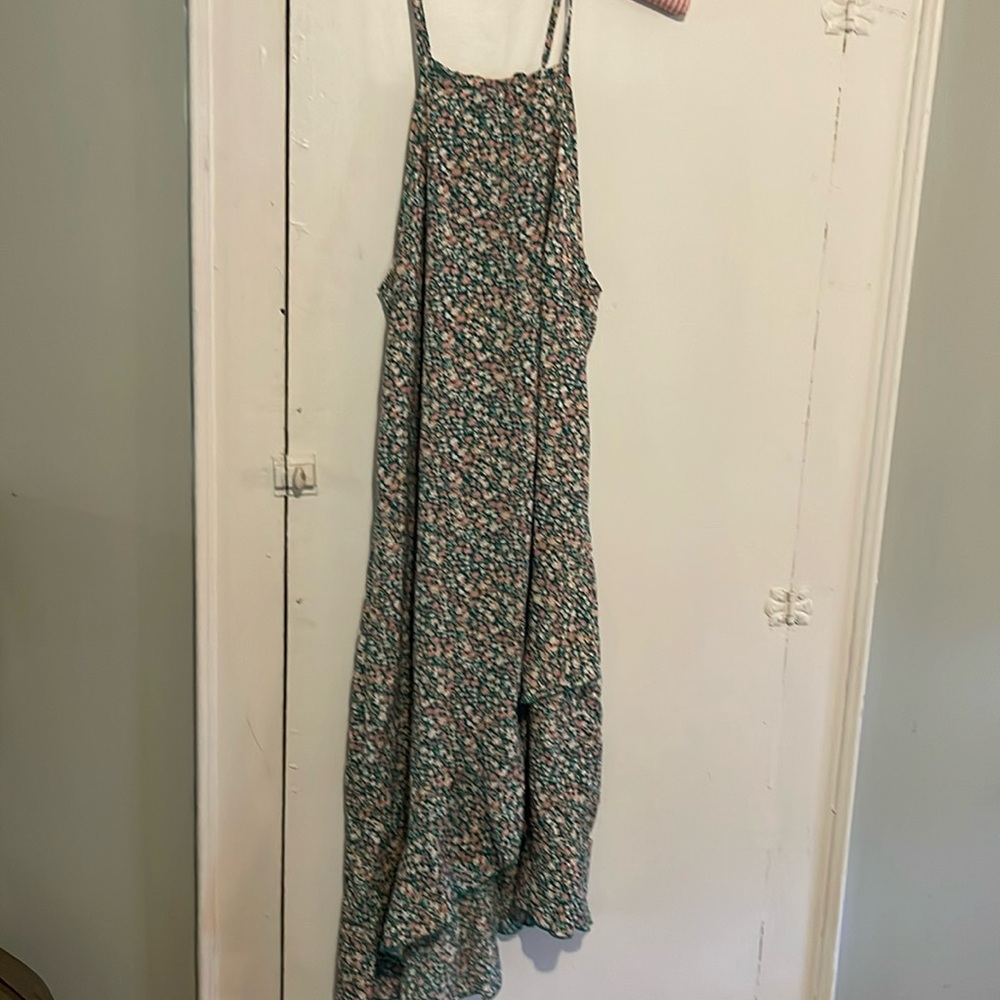 Green tiny floral sun dress
